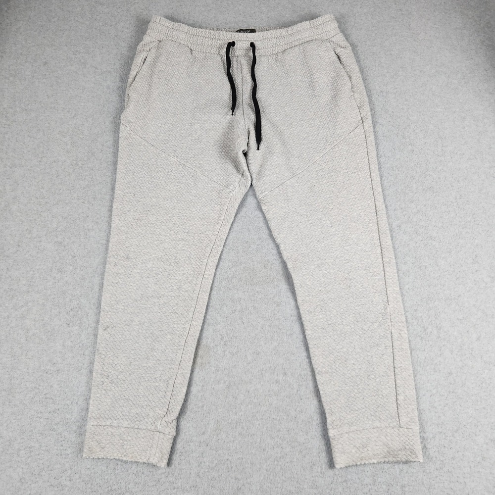 FLX Joggers Pants Mens Large Gray Textured Honeycomb Fleece Tapered Athleisure